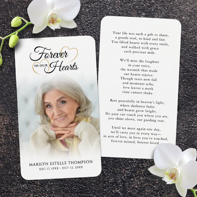Funeral Forever In Our Hearts Photo Prayer Card (Von Creator hochgeladen)