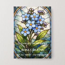 Funeral Forget me Not Stained Glass Memorial Button