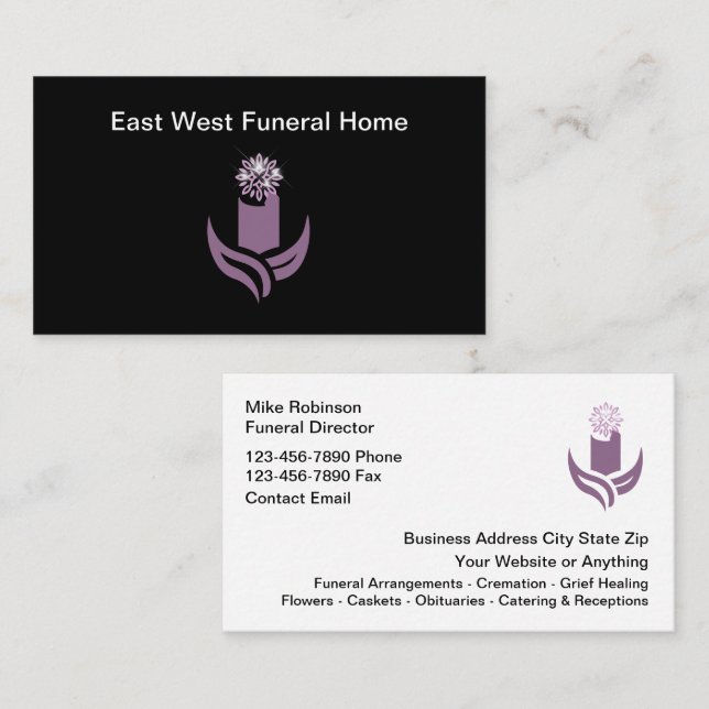Funeral Home Cremation Services New Visitenkarte (Vorne/Hinten)