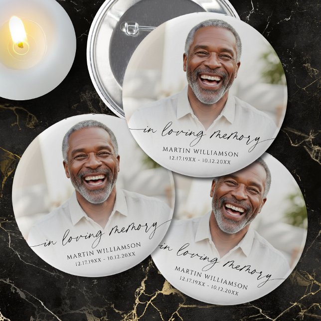 Funeral In Loving Memory Photo Memorial Button (Von Creator hochgeladen)