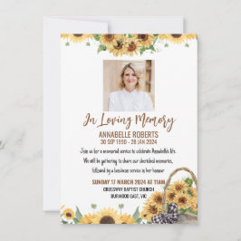 Funeral Invitation with Sunflowers Einladung