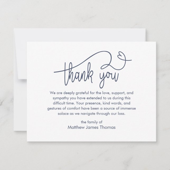 Funeral Note Thank you Bereavement blue Dankeskarte (Vorderseite)