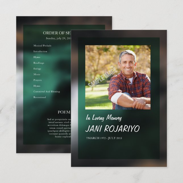 Funeral Order of Service Card Template Einladung (Vorne/Hinten)