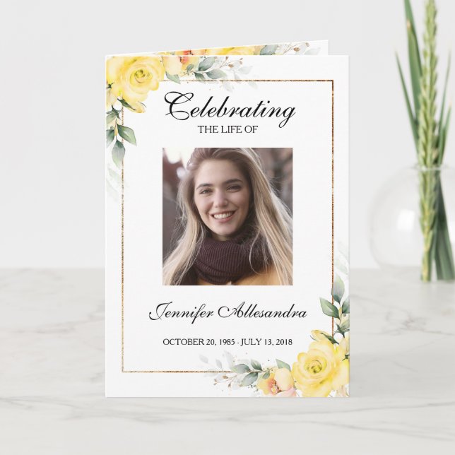 Funeral Order of Service Greenery Memorial Program Programm (Vorderseite)