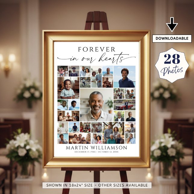 Funeral Photo Collage Forever In Our Hearts Poster (Von Creator hochgeladen)