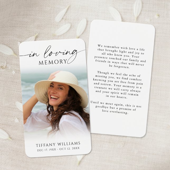 Funeral Photo In Loving Memory Modern Prayer Card (Von Creator hochgeladen)
