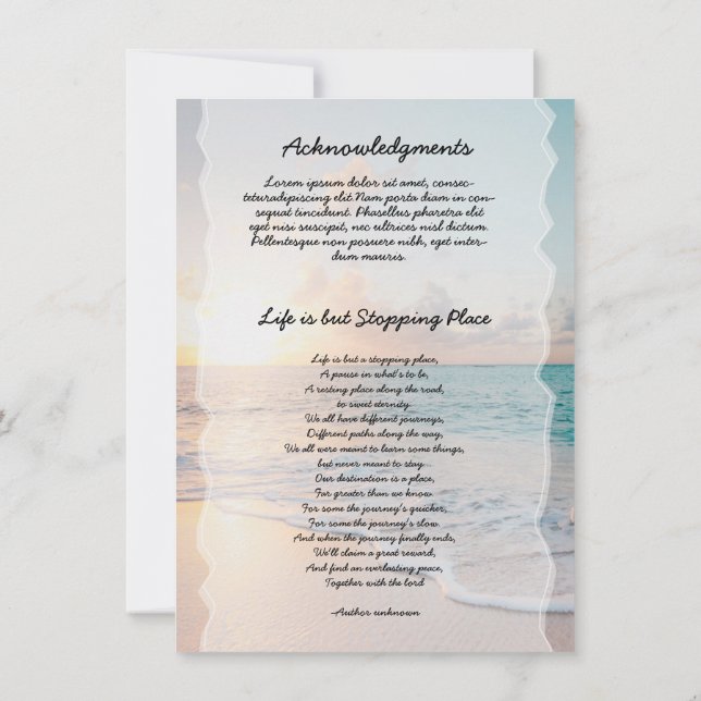 Funeral Prayer Card (Rückseite)