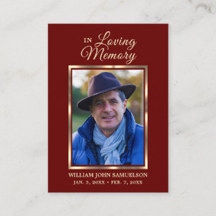 FUNERAL PRAYER DANKE IHNEN, DASS SIE Burgund Red F Visitenkarte