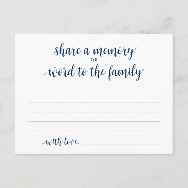 Funeral Service, Navy Blue, Share a memory Card Postkarte (Vorderseite)