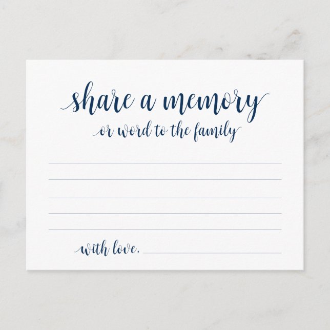 Funeral Service, Navy Blue, Share a memory Card Postkarte (Vorderseite)