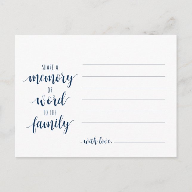 Funeral Service, Navy Blue, Share a memory Card Postkarte (Vorderseite)