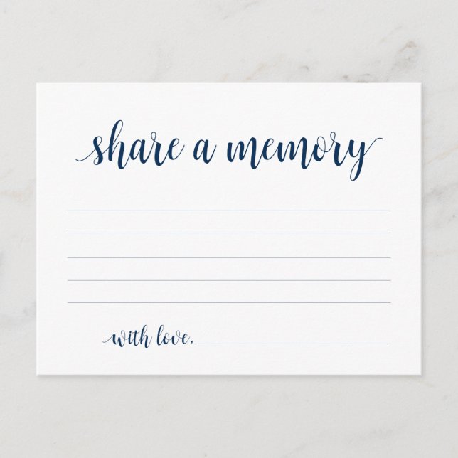Funeral Service, Navy Blue, Share a memory Card Postkarte (Vorderseite)