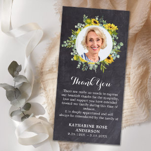 Funeral Sunflower Eucalyptus Slate Photo Sympathy  Dankeskarte