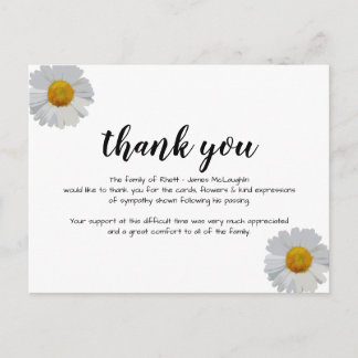 Funeral Sympathy Thank you Card Postkarte