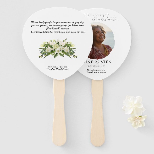 Funeral Thank You Fan – With Gratitude Fächer (Vorne und Hinten)