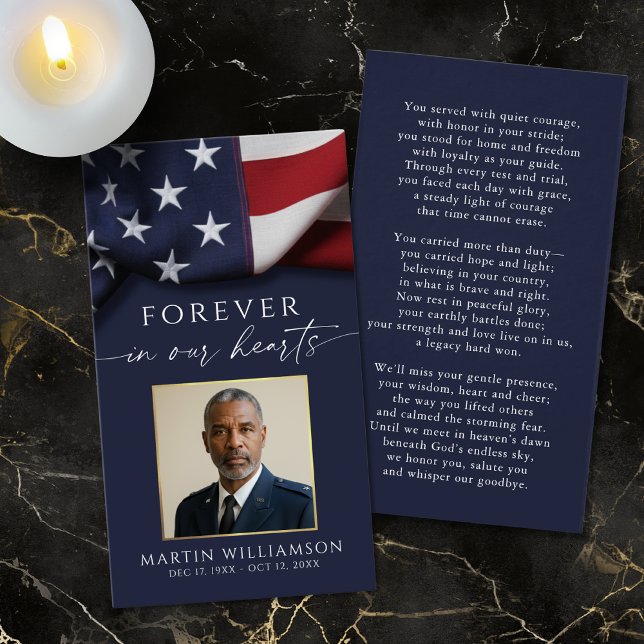 Funeral USA Flag Military Photo Prayer Card (Von Creator hochgeladen)