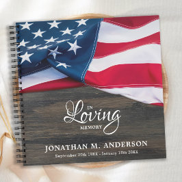 Funeral Veteran Memorial American Flag GastBook Notizbuch