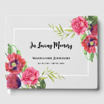 Funeral Watercolor Red and Pink Flowers Grey