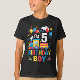 Fünf 5 Jahre 5te Kinder Jungen Mädchen Zug Geburts T-Shirt