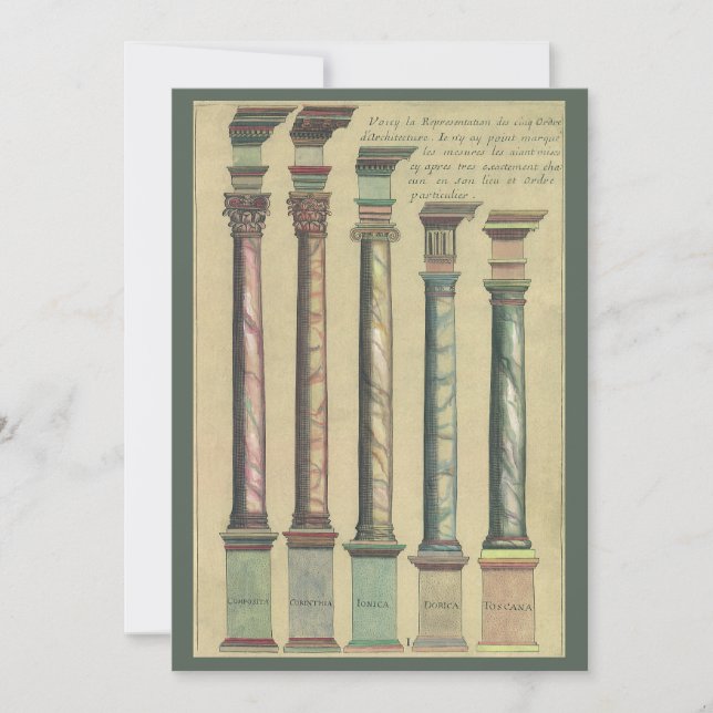 Fünf Architekturaufträge von Vignola Einladung (Vorderseite)