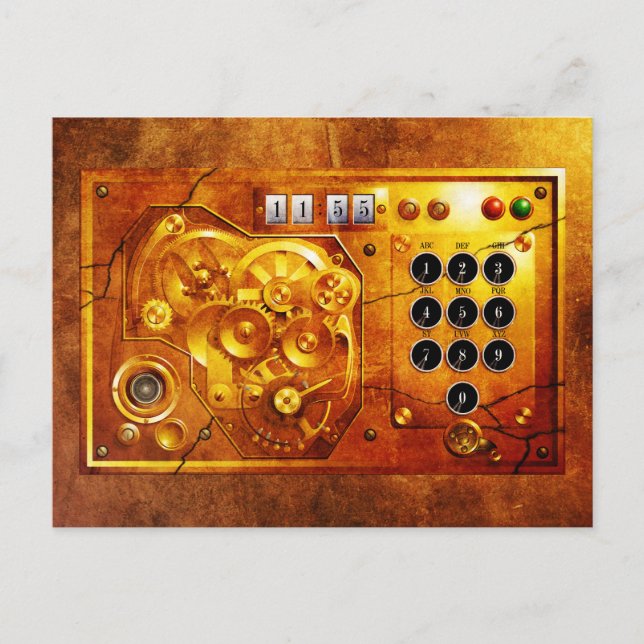 Fünf bis zwölf Steampunk-Uhr-Grunge Postkarte (Vorderseite)