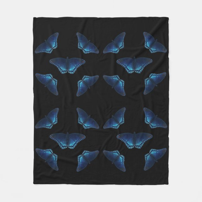 Fünf blaue Schmetterlingsmuster Fleecedecke (Vorderseite)