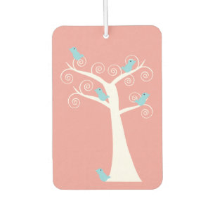 Fünf Blaue Vögel in einem Rosa Baum Autolufterfrischer