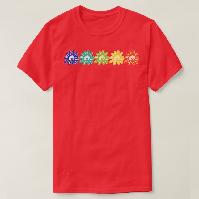 Fünf Blume rechte Grafik T-Shirt (Design vorne)