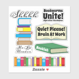 Fünf Buchquotes für die Sammlung von Bookworms Aufkleber