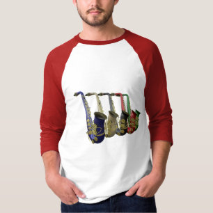 Fünf buntes Saxophoneraglan-T-Shirt T-Shirt