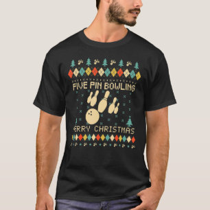 Fünf Button Bowling Ugly Christmas Sweater Vintag  T-Shirt