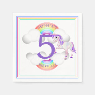 Fünf-Einhorn-Ära Rainbow-Geburtstag Serviette
