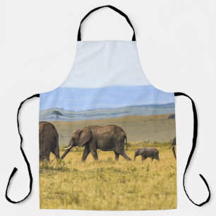FÜNF ELEFANS AUF BROWN GRASS SCHÜRZE