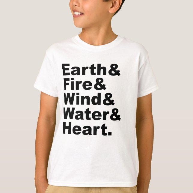Fünf Elemente | Earth Fire Wind Water & Heart T-Shirt (Vorderseite)