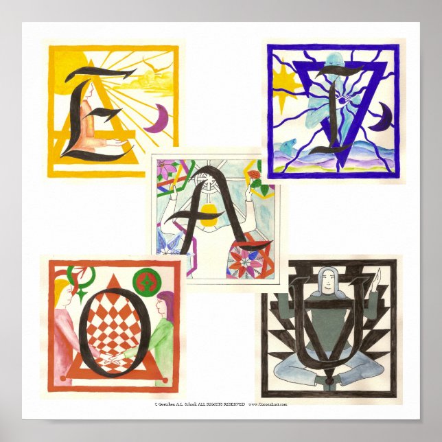 Fünf Elemente und Vokale Poster (Vorne)