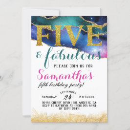 Fünf & fabelhafte Mädchen zum Geburtstag Einladung