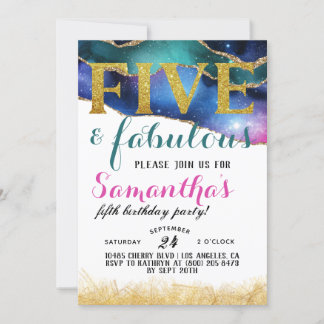Fünf & fabelhafte Mädchen zum Geburtstag Einladung