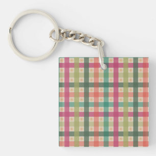 Fünf-Farben-Gingham-Muster plus Schneeflocken Schlüsselanhänger