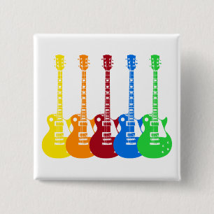 Fünf farbenfrohe E-Gitarren Button