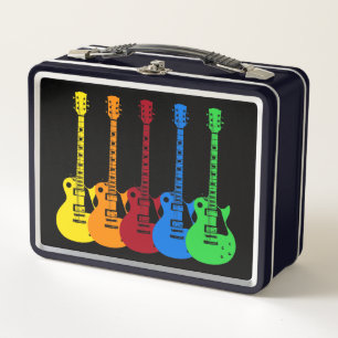 Fünf farbenfrohe E-Gitarren Metall Brotdose