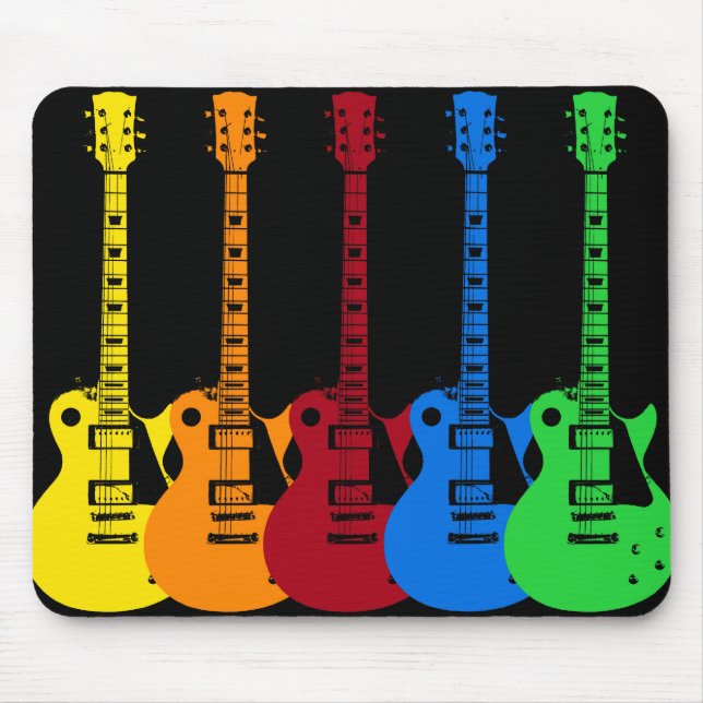 Fünf farbenfrohe E-Gitarren Mousepad (Vorne)