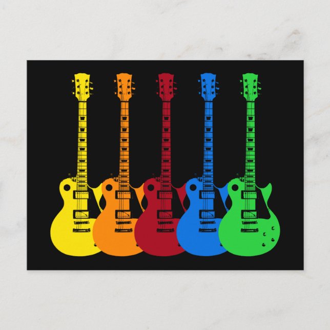 Fünf farbenfrohe E-Gitarren  Postkarte (Vorderseite)