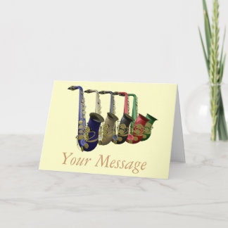 Fünf farbige Saxophone-Grüße-Karte Karte