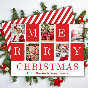 Fünf Foto Collage Red & White Frohe Weihnachten