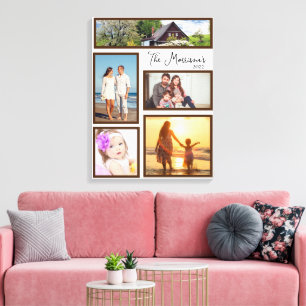 Fünf FotoCollage der Familie individuell anpassbar Leinwanddruck