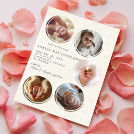 Fünf Fotos Collage Birth Ankündigung