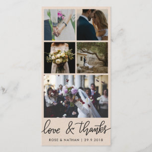 Fünf Fotos   Verheiratete Liebe und Dankeschön-Scr Dankeskarte