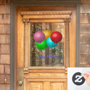 Fünf Geburtstagsballons Custom Happy Birthday Text Fensteraufkleber