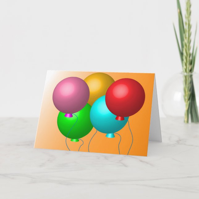 Fünf Geburtstagsballons Karte (Vorderseite)