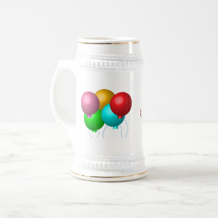 Fünf Geburtstagsballons Personalisierter Name Bierglas